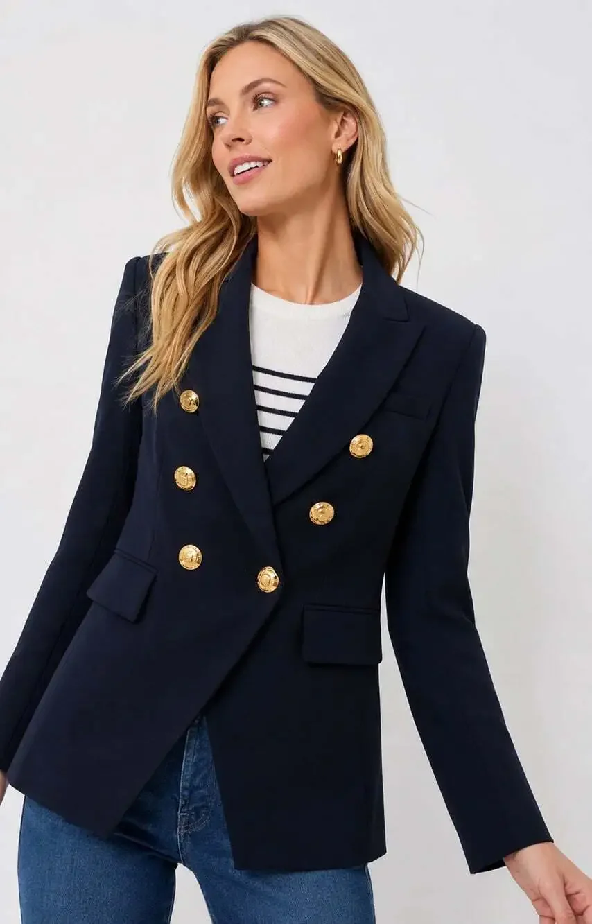 NWOT Veronica Beard Navy Blue Blazer Miller Dickey Jacket Women 10 Gold Button
